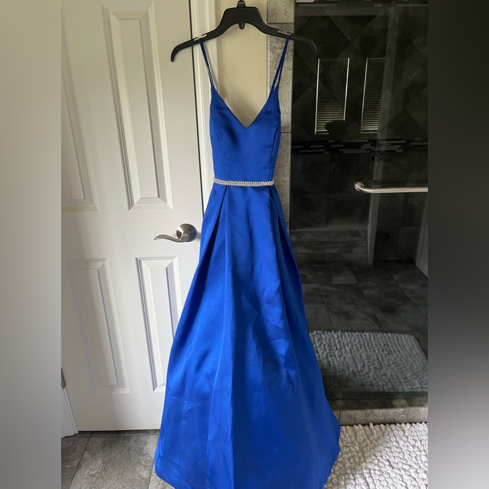Blue and silver prom dress